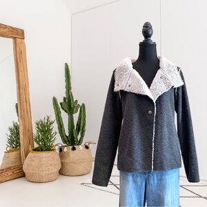 Dylan Fuzzy Faux Fur Lined Soft Sweatshirt Jacket